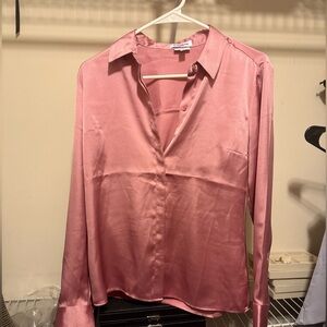 Express Pink Satin Button Down Shirt